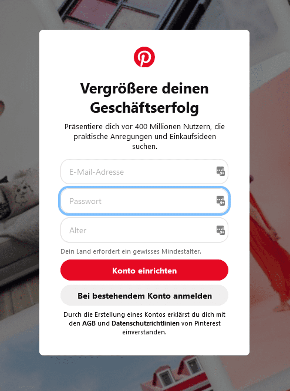Pinterest Einstellungen Schritt 1 Pinterest Einstellungen Schritt 1