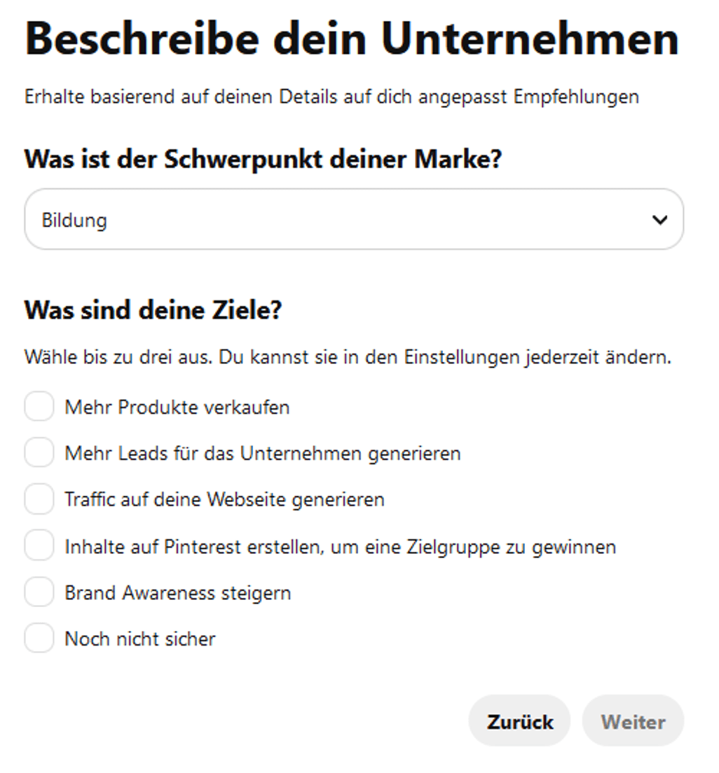 Pinterest Einstellungen Schritt 3 Pinterest Einstellungen Schritt 3